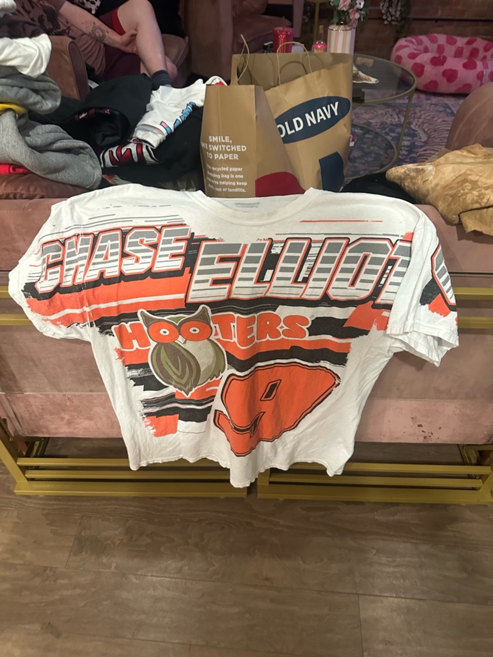 Chase Elliott Hooters Graphic Kids T-Shirt - White & Orange
